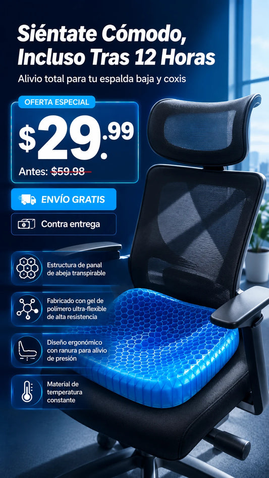Cojín de Asiento de Gel con Diseño de Panal de Abeja Ergonómico